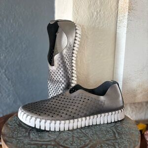 Ilse Jacobsen HORNBAEK Tulip 3576 Slip On Flat in Gunmetal Metallic Size EU 38